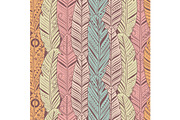 Hand drawn feathers seamless pattern