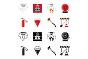 Fire safety flat icons vector of set