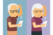 Old man and woman thinking vector