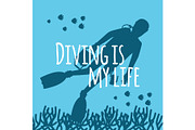 Scuba diving background with diver