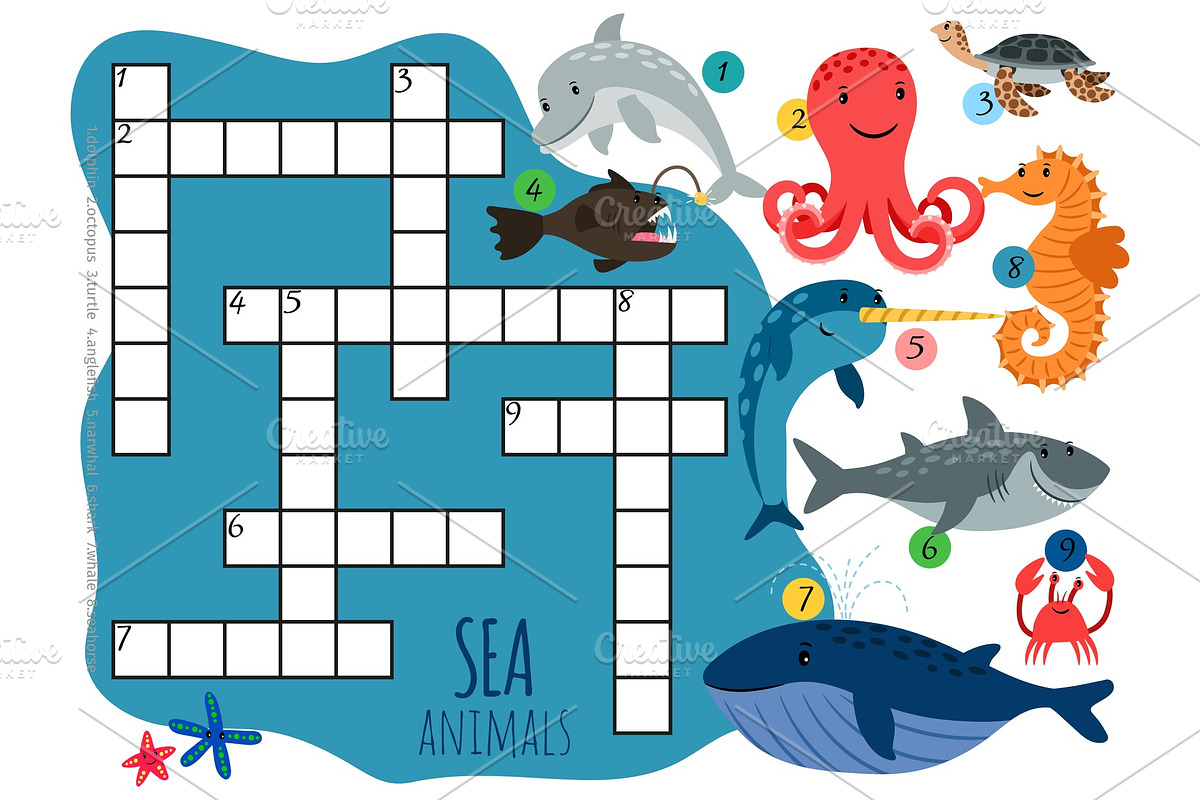 Vector sea animals crossword in Graphics - product preview 8