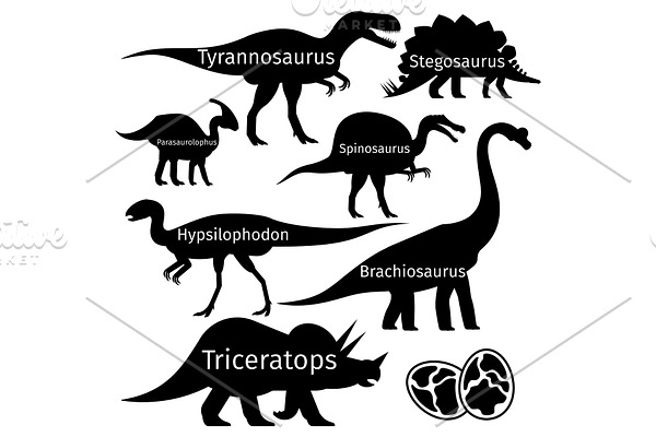Types of dinosaurus vector