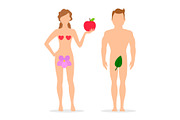Apple, Adam and Eve silhouettes