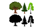 Forest tree vector elements. Green