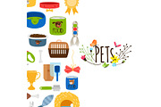 Vector pets background with pet shop
