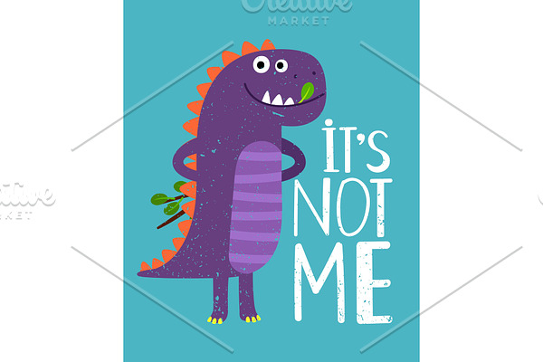 Childish card with print dinosaur