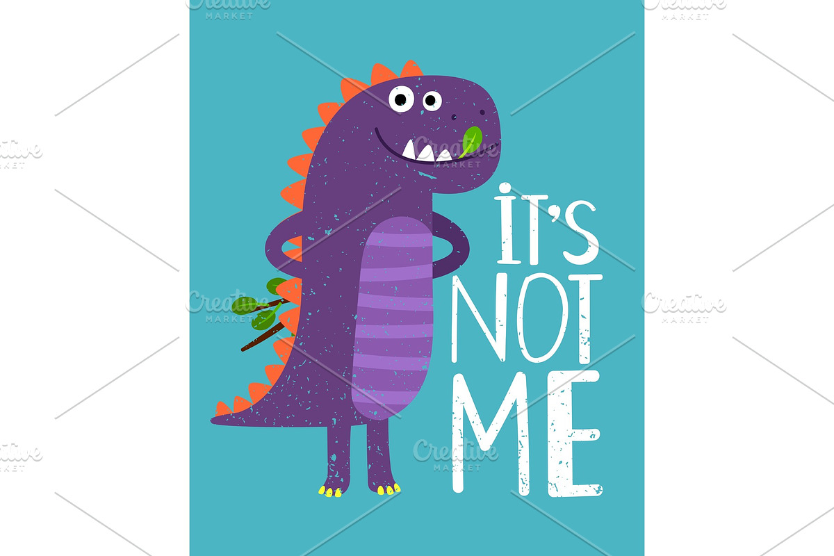 Childish card with print dinosaur in Graphics - product preview 8