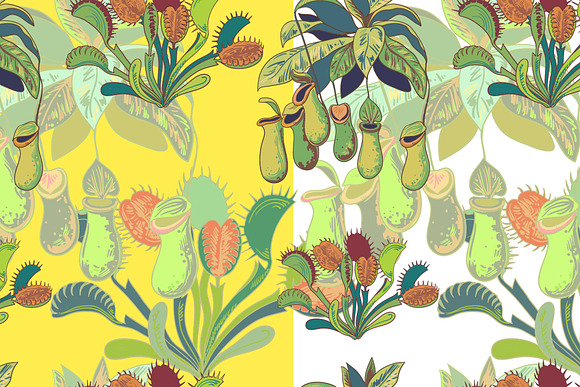 Carnivorous plants seamless patterns in Patterns - product preview 1