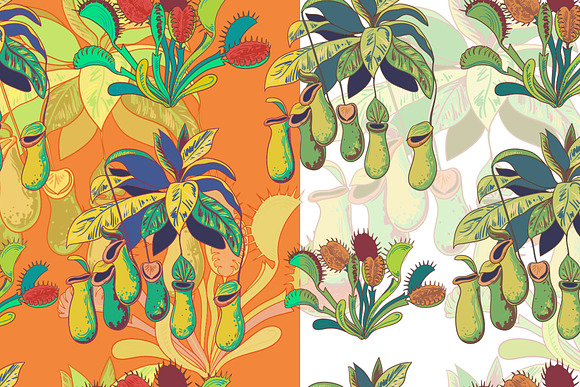Carnivorous plants seamless patterns in Patterns - product preview 2
