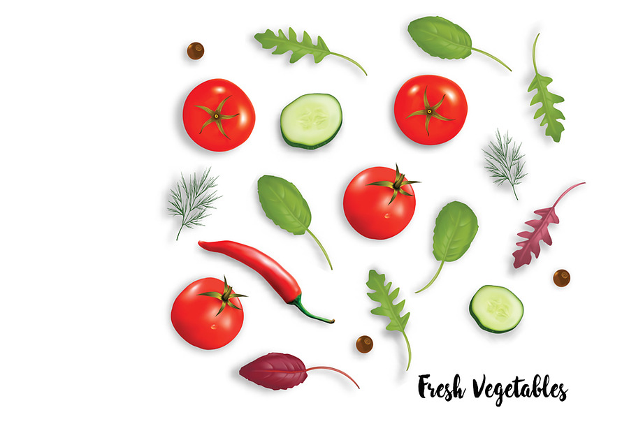 Fresh vegetables herbs and spices in Illustrations - product preview 8
