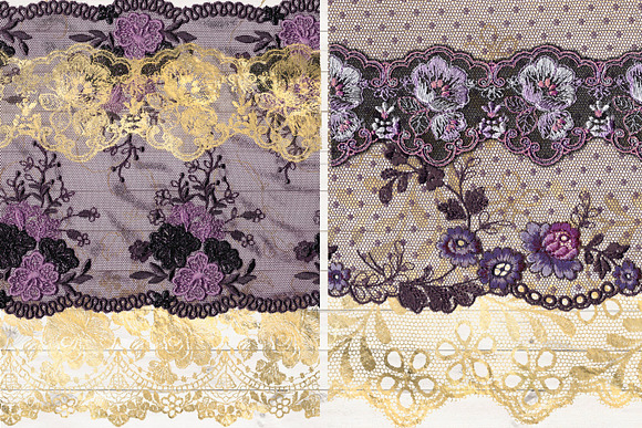 Purple and Gold Lace Clipart in Objects - product preview 1