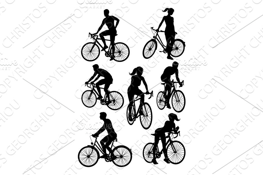 Bicycle Riding Bike Cyclists in Illustrations - product preview 8