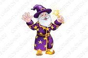 Wizard Cartoon Character with Wand