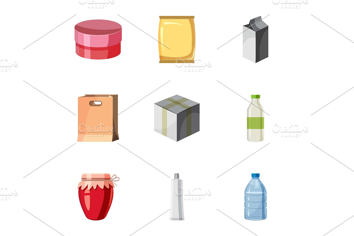 Container icons set, cartoon style in Objects - product preview 8