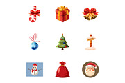 Holiday icons set, cartoon style