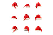 Wizard Santa Claus hat icons set