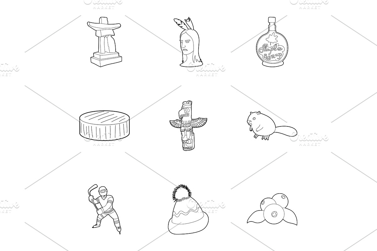 Country Canada icons set, outline in Objects - product preview 8