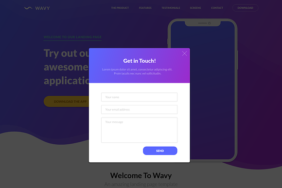 Wavy Mobile App Landing Template in App Templates - product preview 4