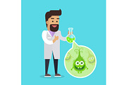 Bacteriologist with Bacteria in