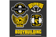 Set of bodybuilding emblems in black