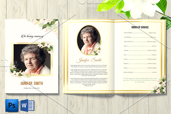 Funeral Program Template - V857 in Brochure Templates - product preview 1