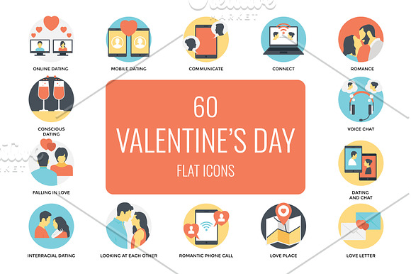 60 Flat Valentine's Day Vector Icons in Icons - product preview 4