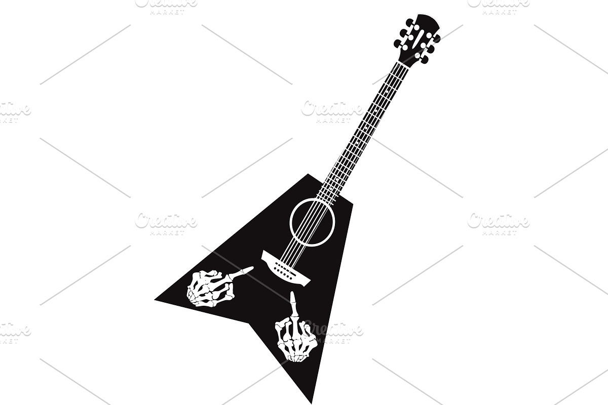 Electric guitar with middle fingers  in Graphics - product preview 8