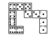 Domino bones engraving vector