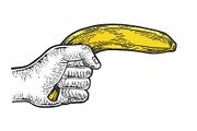 Hand aiming banana as pistol vector