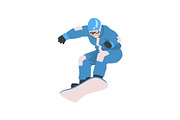 Young Man Jumping with Snowboard