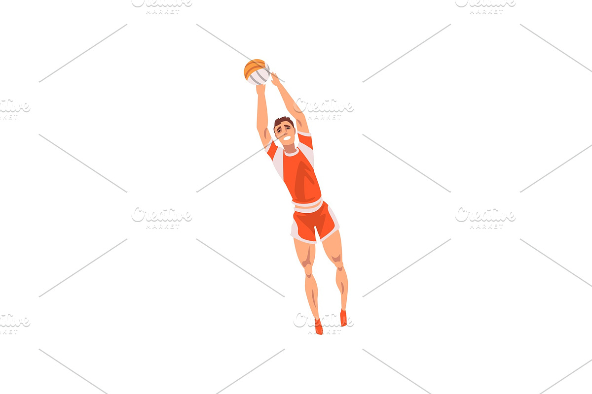 Volleyball Player with Ball, Male in Illustrations - product preview 8
