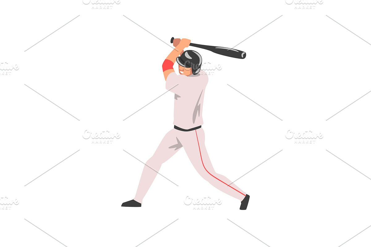 Baseball Player Swinging Bat, Male in Illustrations - product preview 8