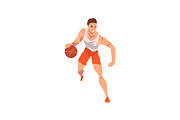 basketball Player Running with Ball