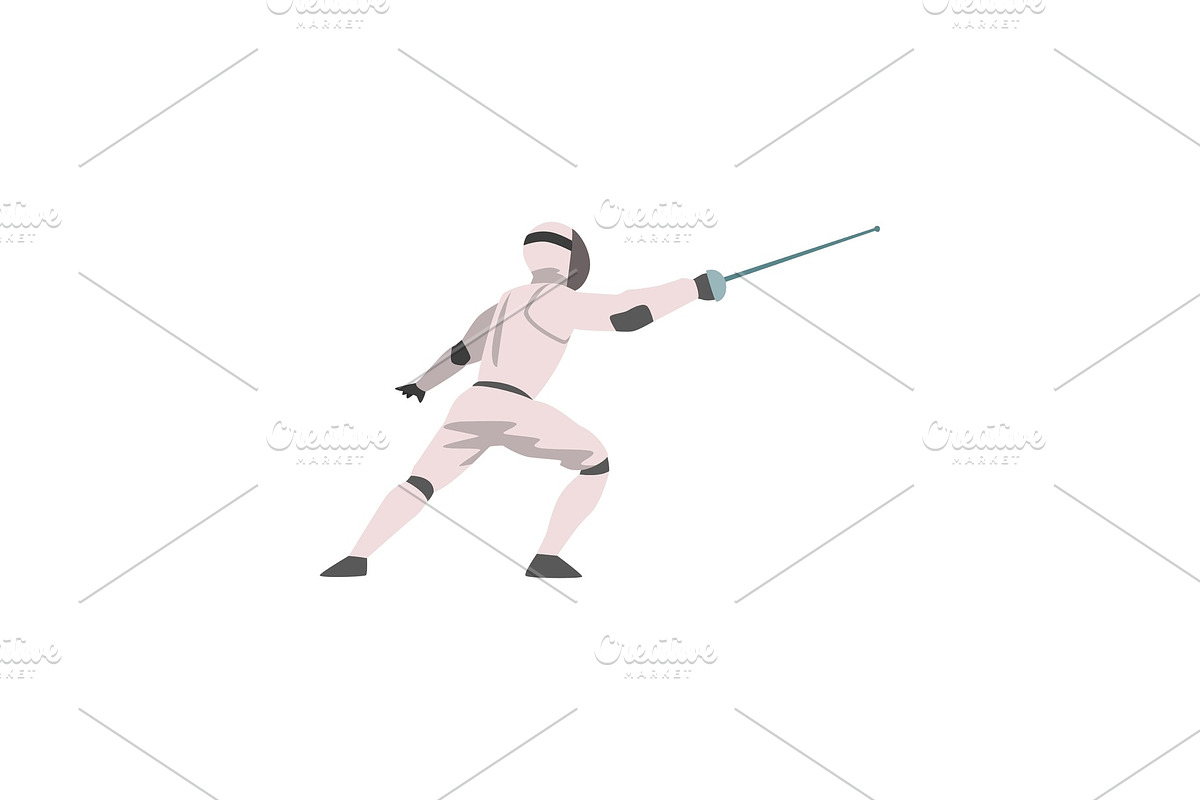 Fencer in Attack with Foil, Male in Illustrations - product preview 8