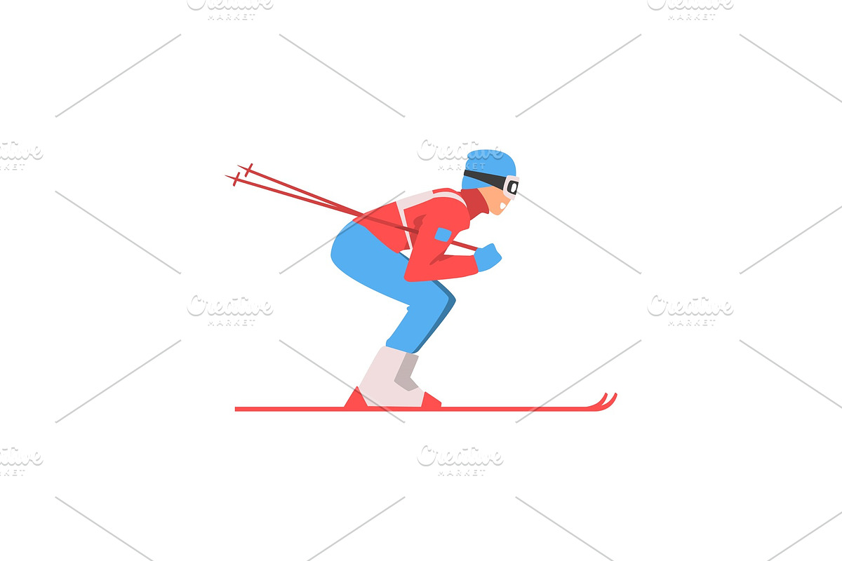 Skiing Sportsman, Male Athlete in Illustrations - product preview 8