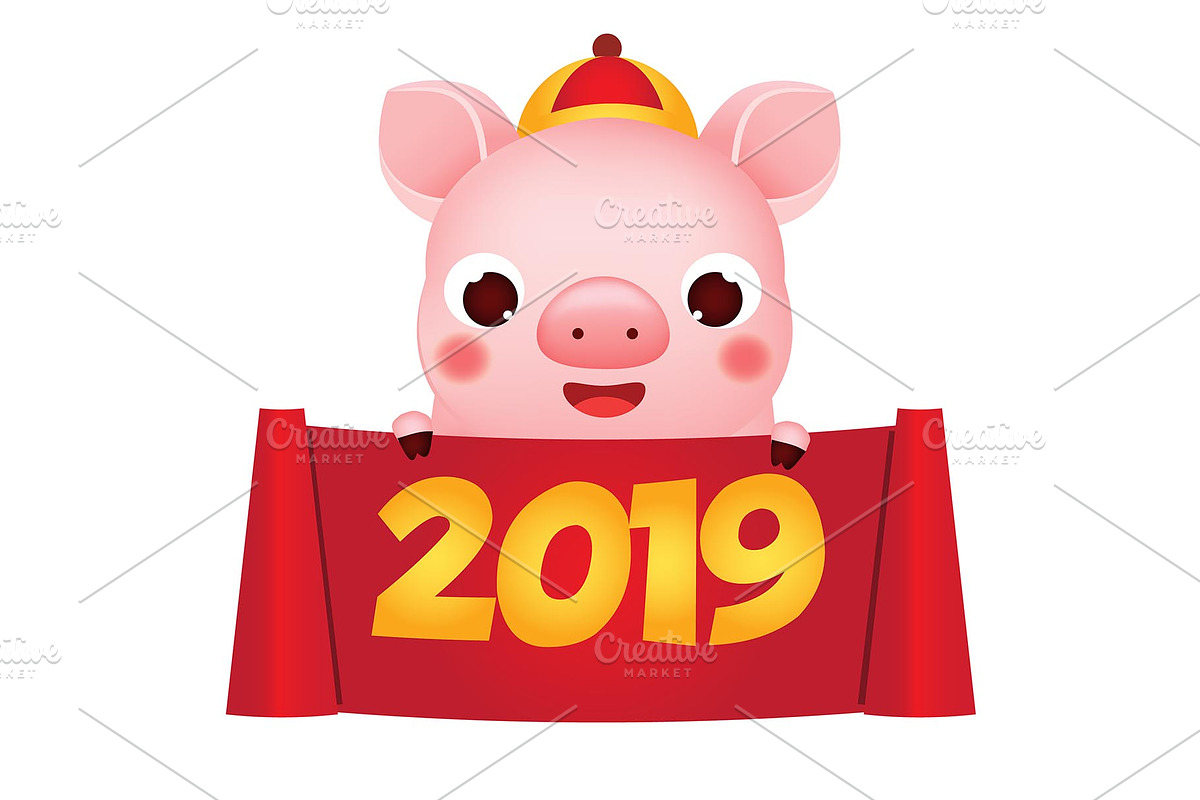 2019 chinese new year pig banner in Graphics - product preview 8