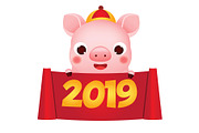 2019 chinese new year pig banner