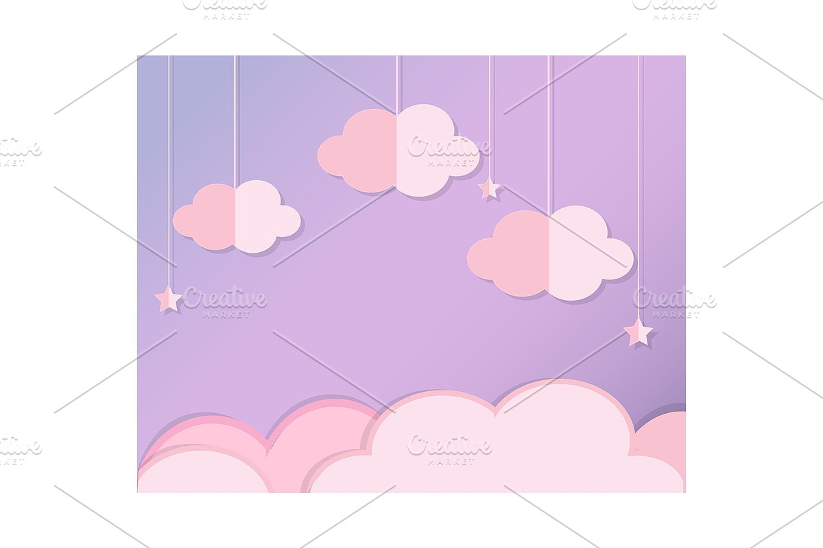 Paper clouds and stars on sky in Graphics - product preview 8