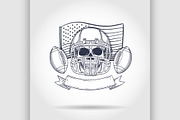 Sketch skull american football
