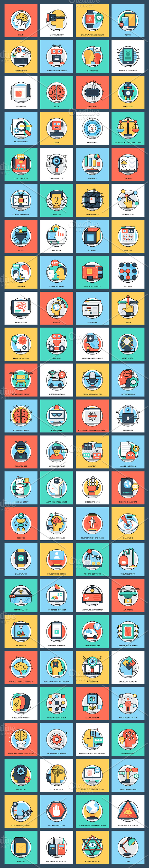 96 Flat Artificial Intelligence Icon in Icons - product preview 1