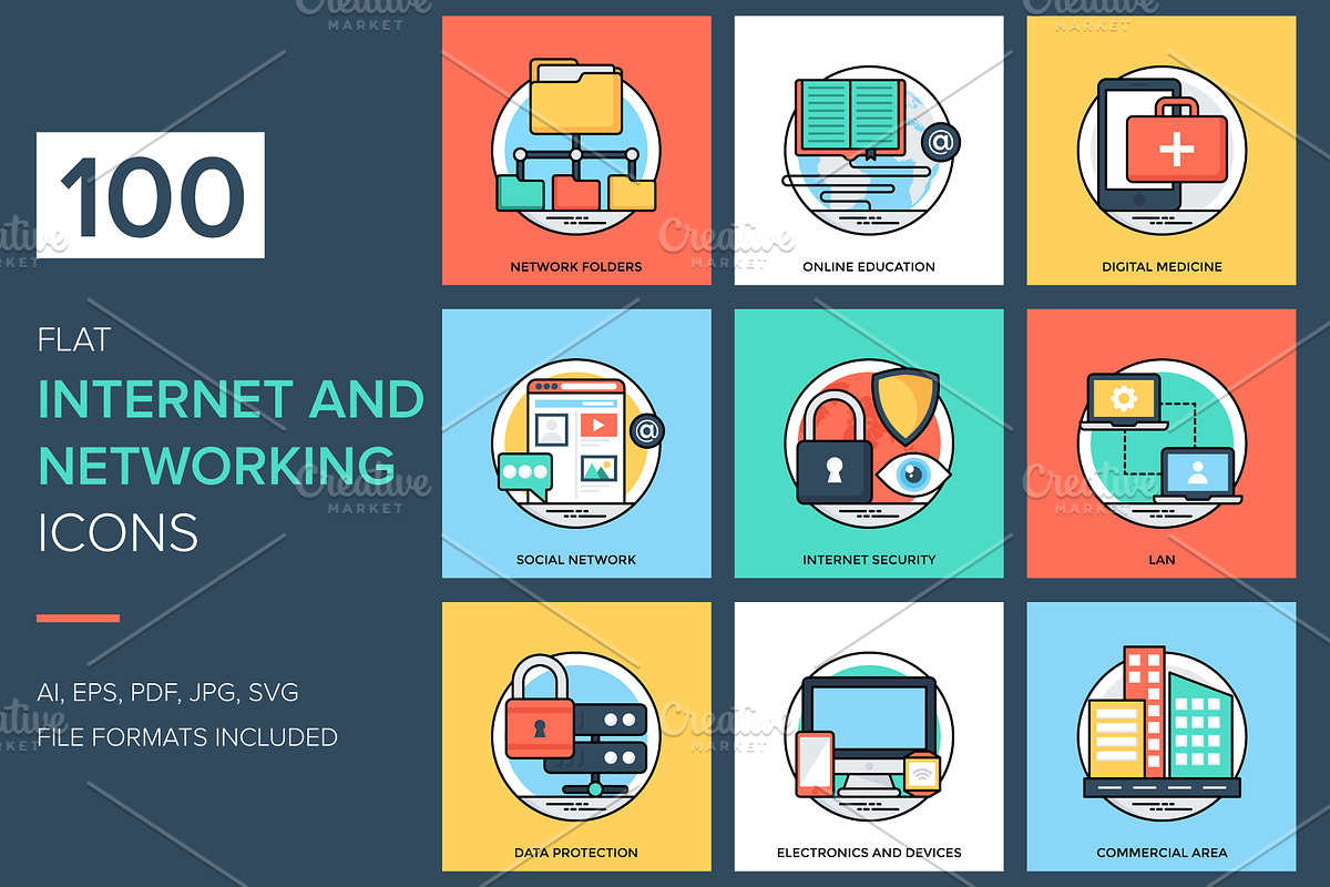 100 Internet and Networking Icons in Icons - product preview 8