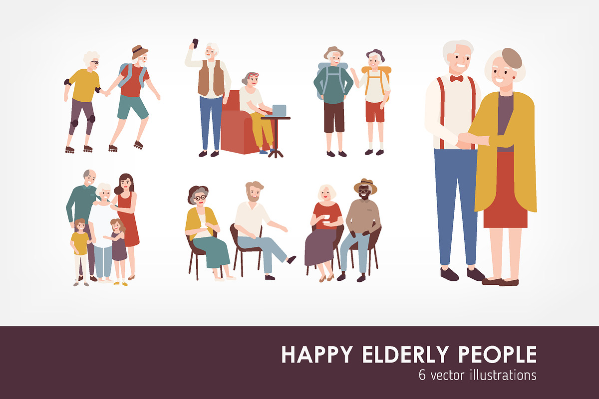 Happy elderly people in Illustrations - product preview 8