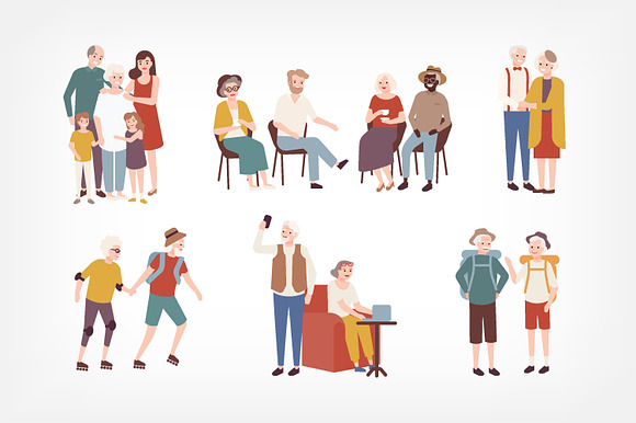 Happy elderly people in Illustrations - product preview 1