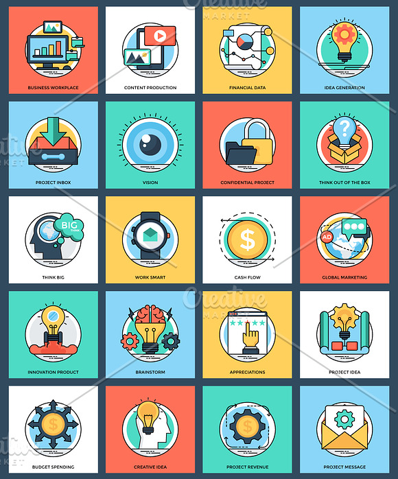 20 Flat Project Management Icon  in Icons - product preview 1
