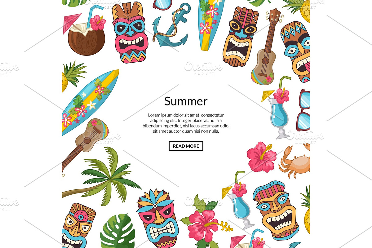 Vector cartoon summer travel in Textures - product preview 8