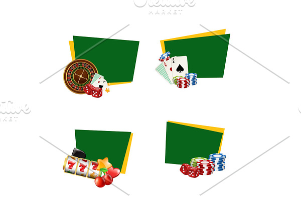 Vector casino gamble stickers with