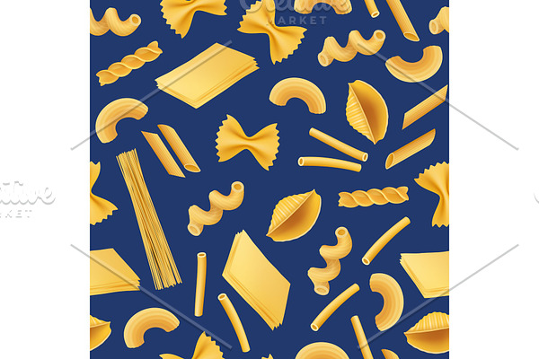 Vector realistic pasta types pattern