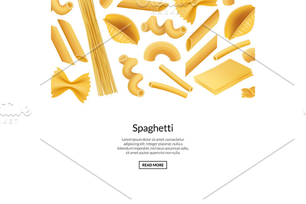 Vector realistic pasta types banner