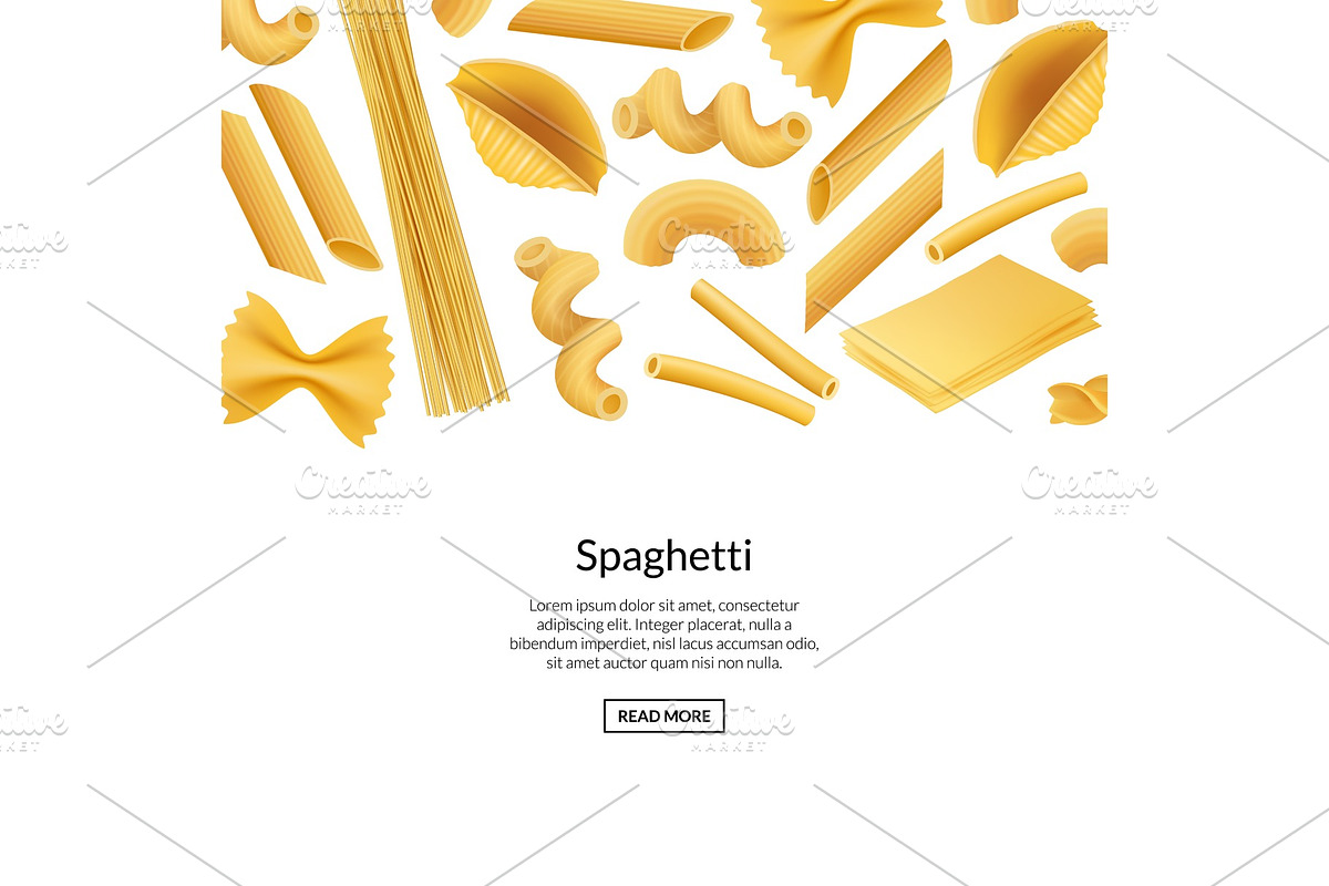 Vector realistic pasta types banner in Textures - product preview 8
