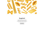 Vector realistic pasta types banner